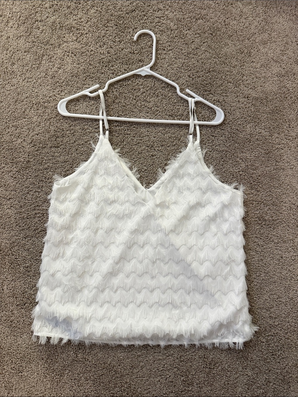 Cupshe White Fringe V-Neck Camisole